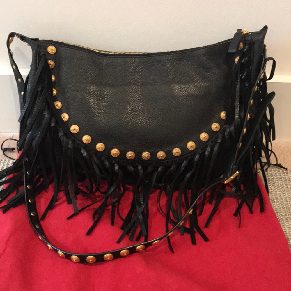 Valentino fringed and studded leather crossbody